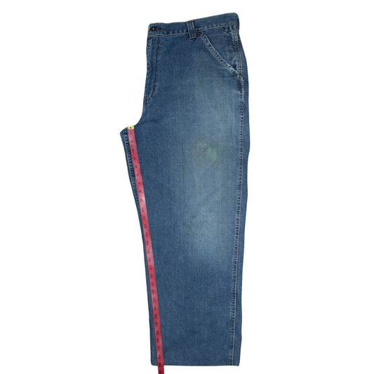 Old Navy Men's Blue Denim Painter's Straight Jeans 38x32 Relaxed Fit