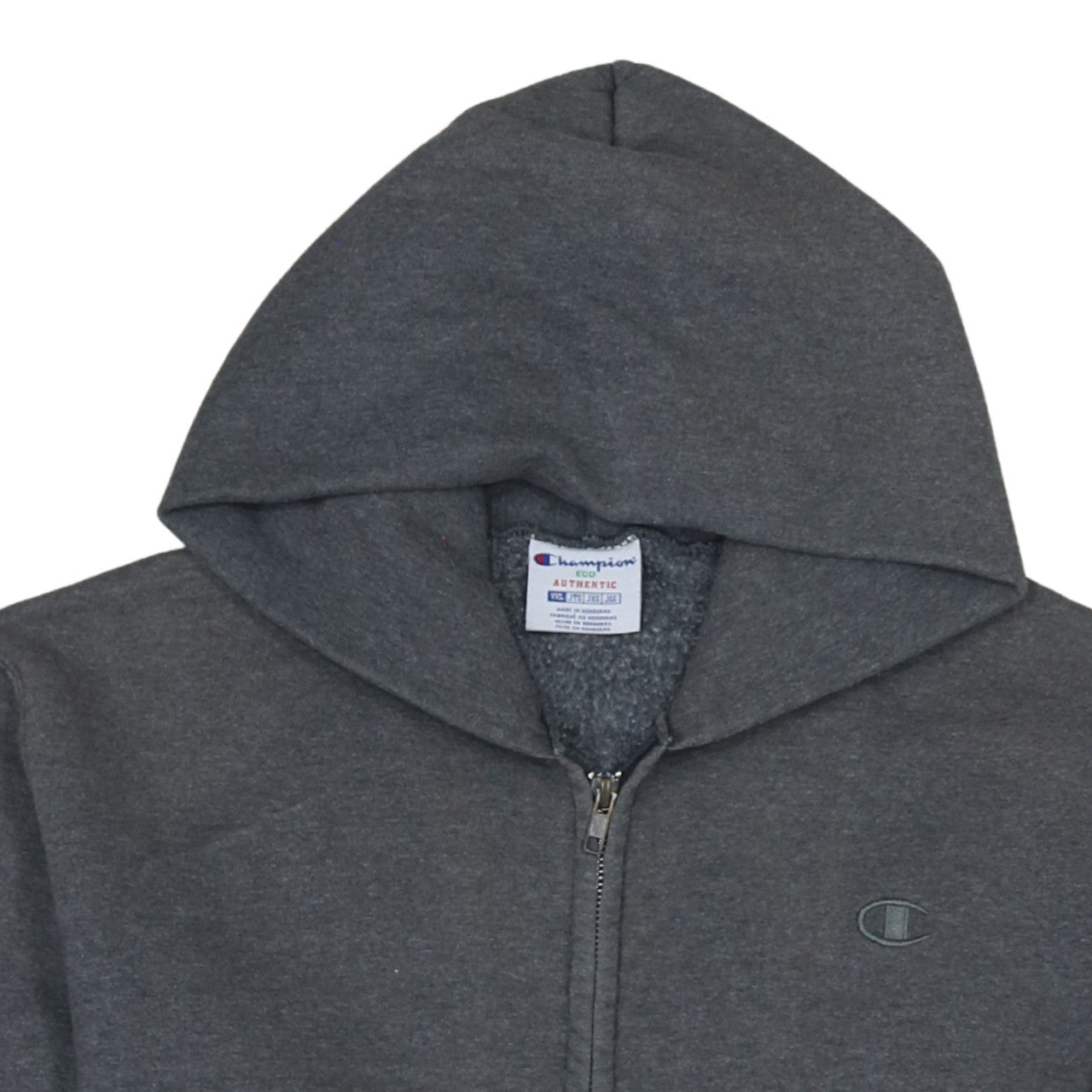 Champion Men’s Grey Full Zip Hoodie 2XL Fleece Logo Sweatshirt