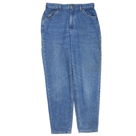 Additional front view of Lee women’s blue high rise mom jeans, size UK 14, vintage 90s denim