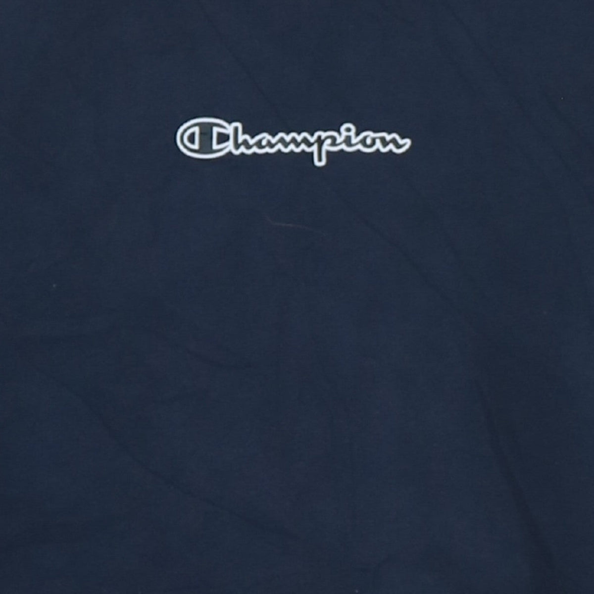 Brand and care label for Champion Men's Blue Medium Pullover Hoodie Logo Sweatshirt