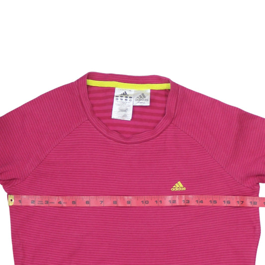 Adidas Women Pink Striped Pullover Sweatshirt Size M Long Sleeve