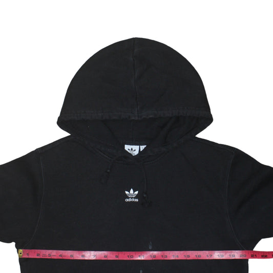 Adidas Womens Black Hoodie Size 10 Pullover Casual Cotton Sweatshirt