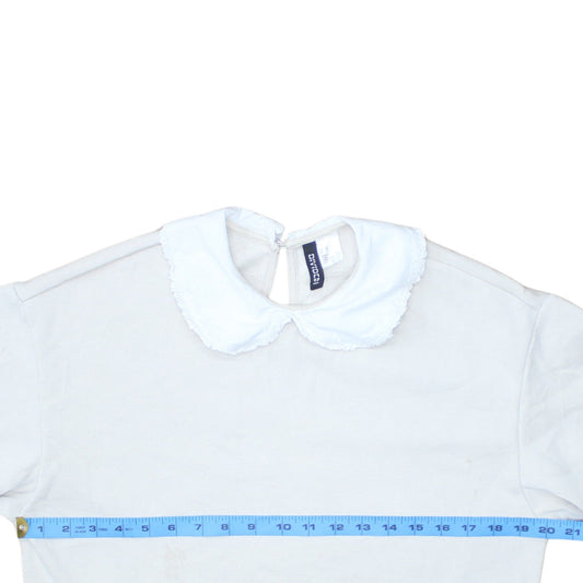 H&M Divided Women White Peter Pan Collar Pullover Sweatshirt XS