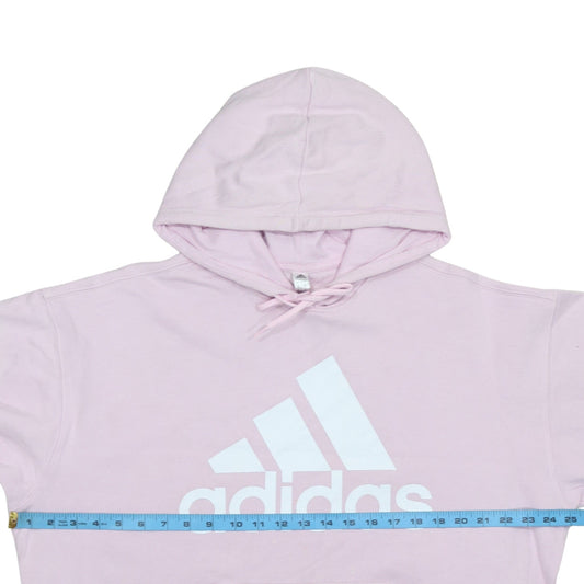 Adidas Women Pink Pullover Hoodie L 16-18 Hooded Logo Sweatshirt