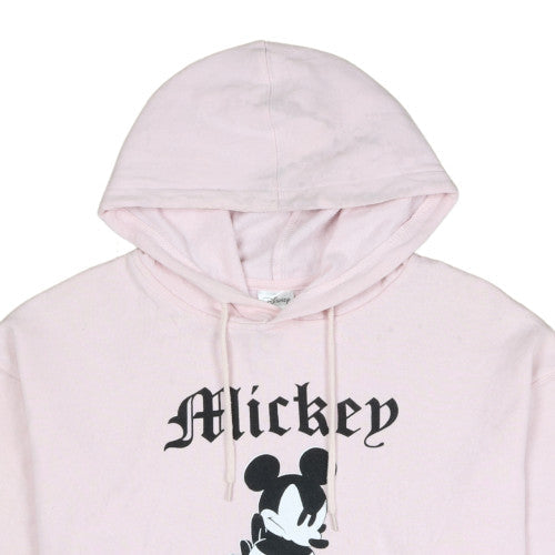 Brand and care label for Disney Women Pink Mickey Pullover Hoodie, size S