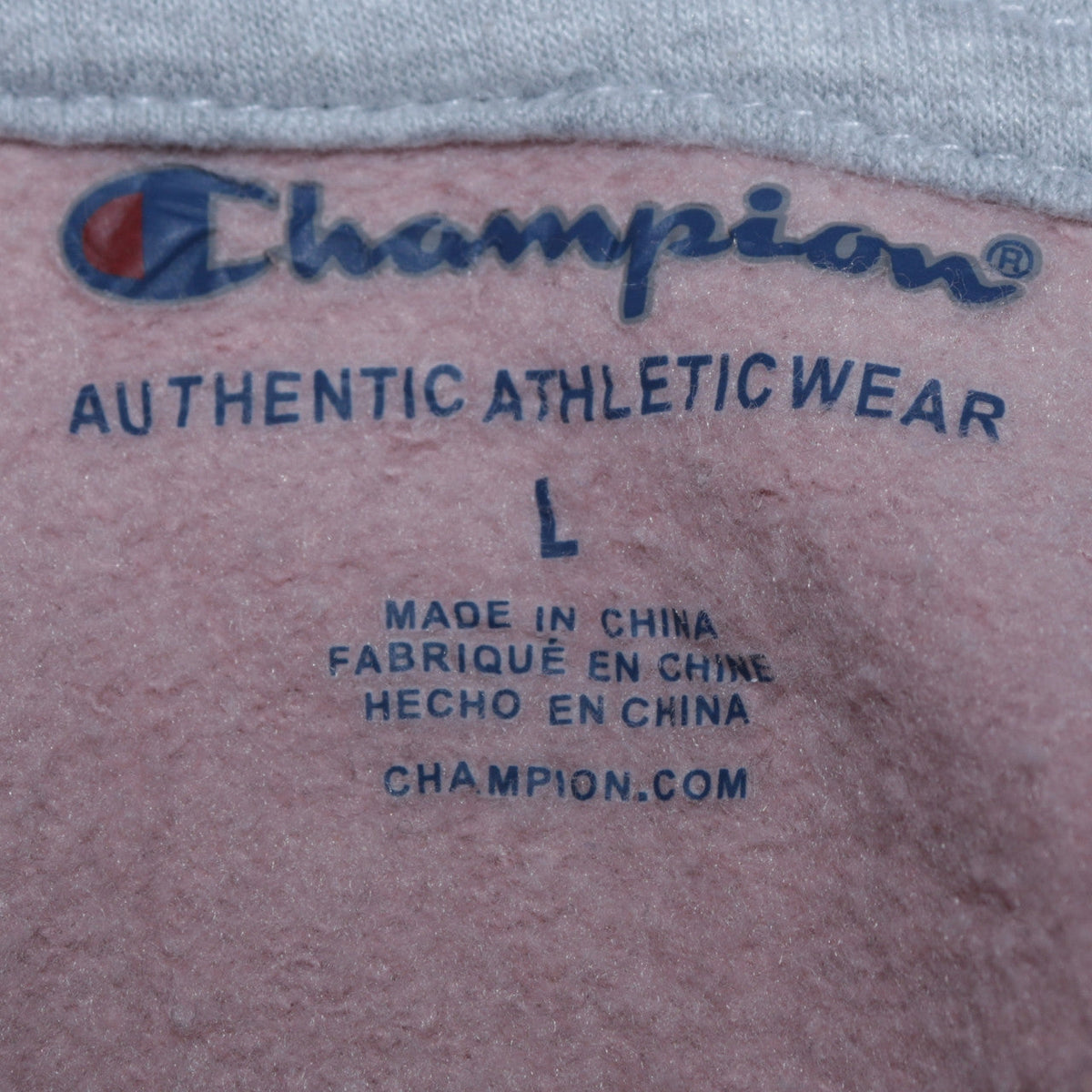 Close-up detail of Champion Women Pink Full Zip Hoodie L Authentic Athleticwear