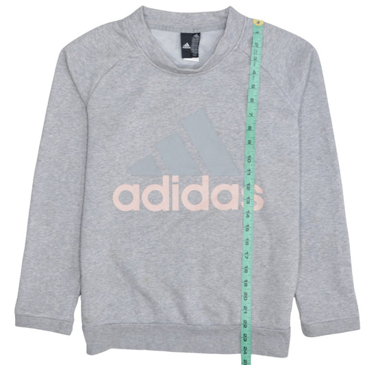 Adidas Womens Grey Pullover Sweatshirt Size M Logo Crew Neck