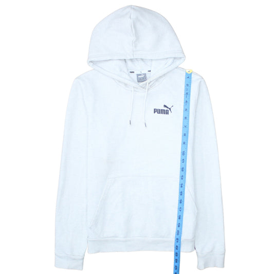 Puma Womens White Pullover Hoodie Medium Logo Print Cotton Blend