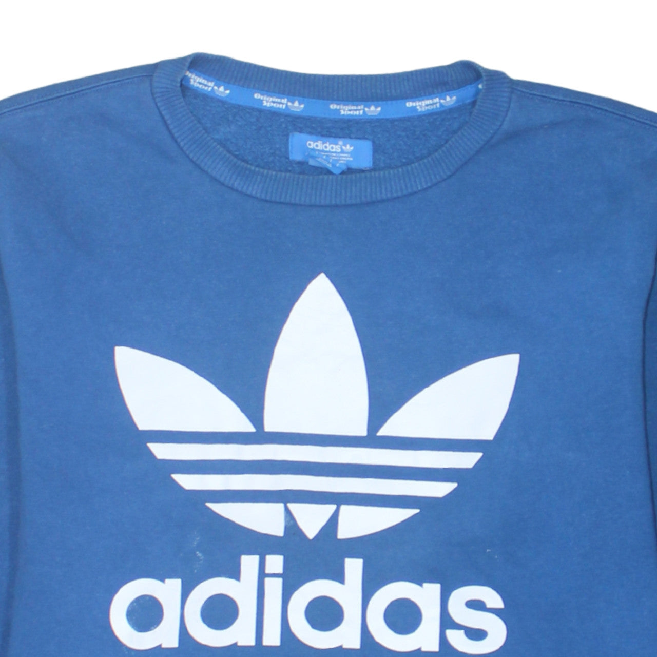 Adidas Men's Blue Large Trefoil Logo Pullover Sweatshirt