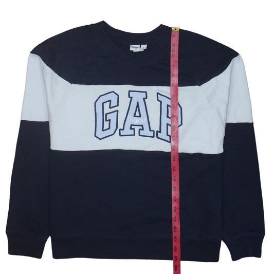 GAP Women Navy Blue Colourblock Cotton Sweatshirt M