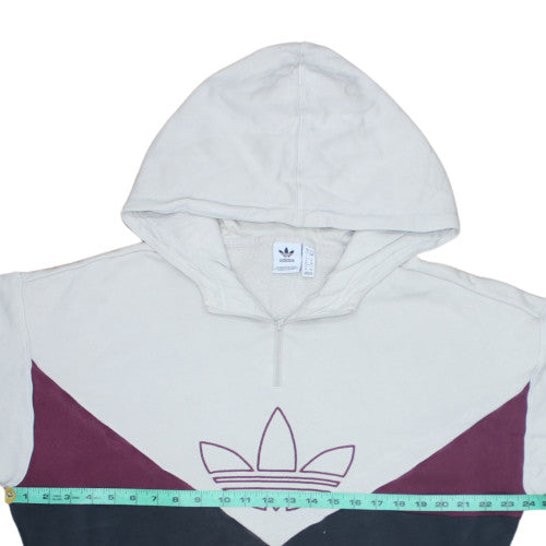 Adidas Women’s Beige & Navy Colourblock Hoodie Size 8 Full Zip Cotton Blend