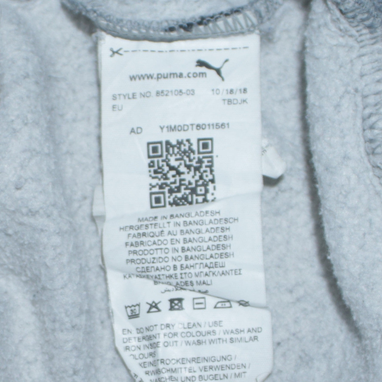 Additional view of Puma boys’ grey pullover hoodie 13-14 years fleece logo sweatshirt