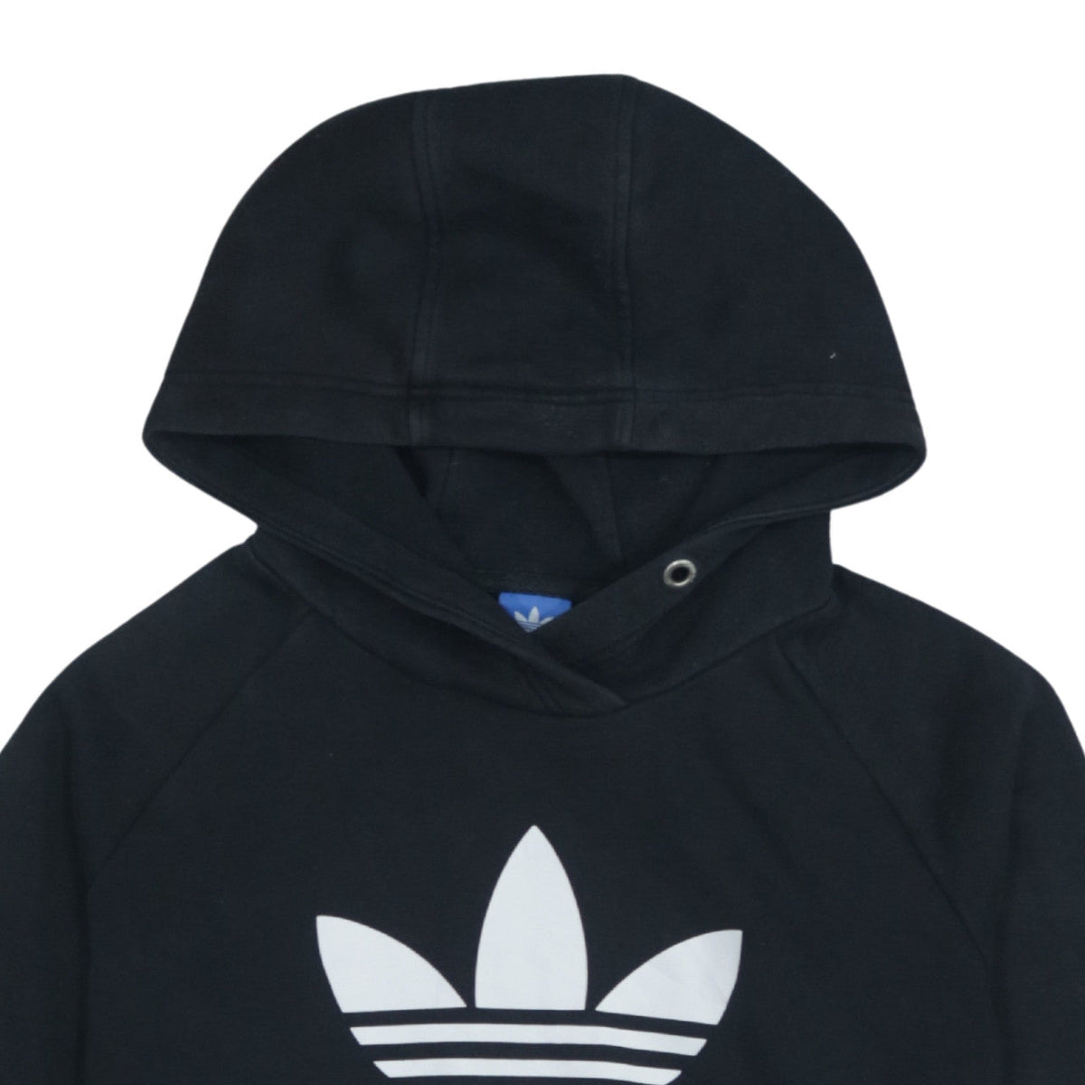 Additional view of Adidas Women’s Black Cropped Hoodie, size UK 10, Logo Print Pullover