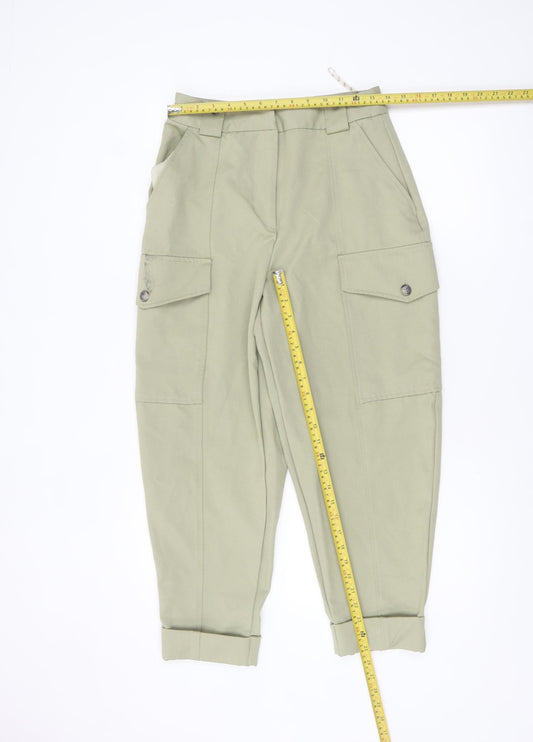 River Island Women Green Cargo Trousers Size 10 Cotton Twill