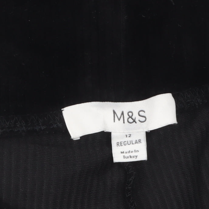 Marks and Spencer Women Black Velvet Leggings Size 12 Regular