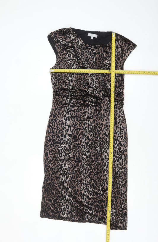Marks and Spencer Per Una Brown Leopard Sheath Stretch Dress Women’s Size 12