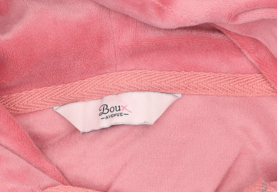 Boux Avenue Women's Pink Velour Girl Gang Pullover Hoodie UK 12