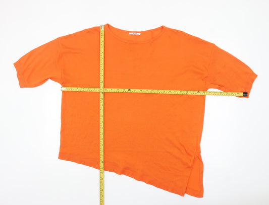Tu Women Orange Size 16 Relaxed Fit Short Sleeve Pullover Jumper