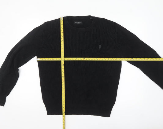 AllSaints Men's Black Wool Chunky Knit Pullover Jumper Medium
