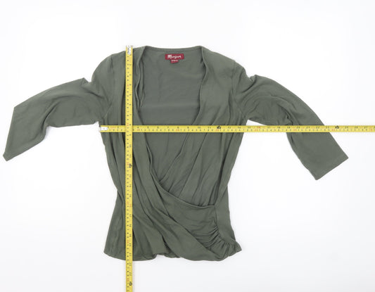 Monsoon Women’s Green Wrap Jersey Blouse UK 10