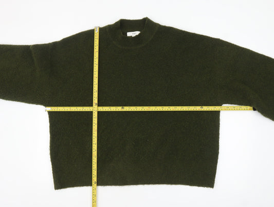 Marks and Spencer Women's Green Wool Blend Mock Neck Jumper XL
