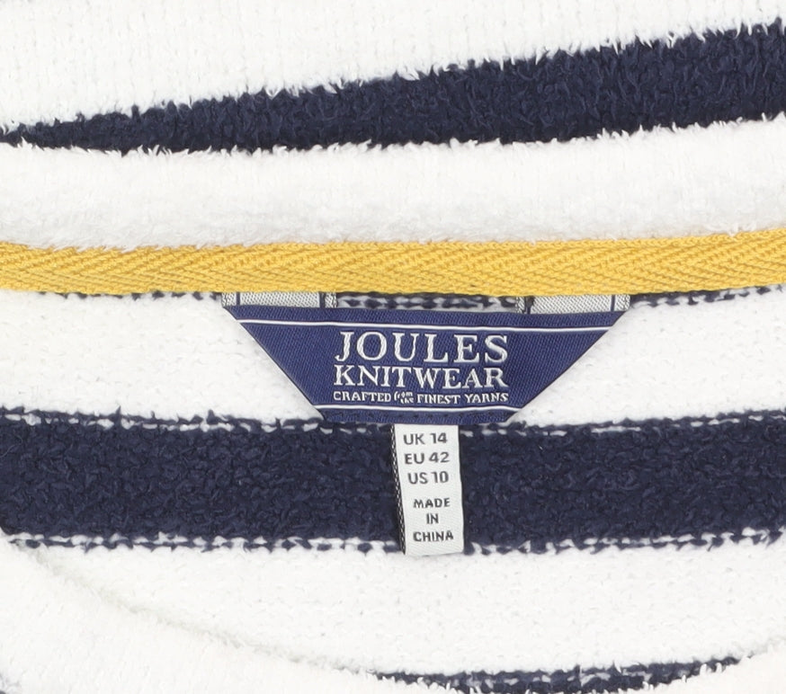 Joules Women’s Blue Striped Star Crew Neck Knit Jumper Size 14