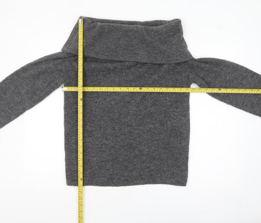 H&M Women’s Grey Cowl Neck Chunky Knit Jumper Size S