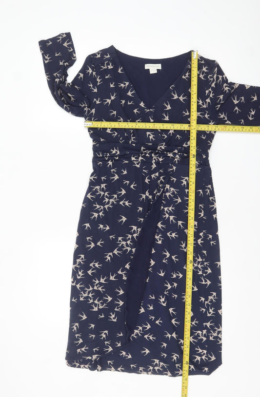 Monsoon Women’s Blue Bird Print Wrap Dress Size 10
