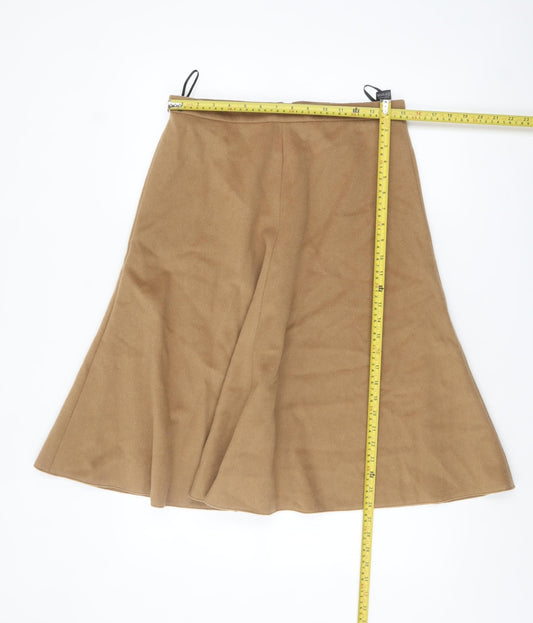 Marks and Spencer Womens Beige Wool Blend A-Line Midi Skirt Size 12