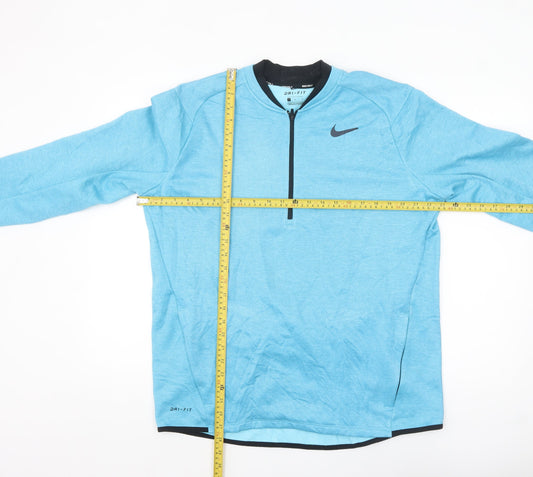 Nike Men's Blue Dri-FIT 1/4 Zip Long Sleeve Running Top L