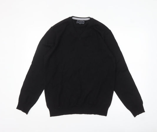Back view of Blazer Men's Black V-Neck jumper, size M, Classic Knit