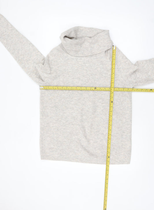 White Stuff Women’s Beige Wool Cowl Neck Pullover Jumper UK 10