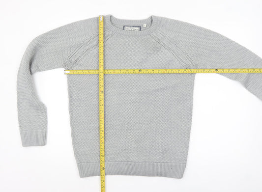 Brave Soul Men's Grey Chunky Knit Crew Neck Jumper Size L