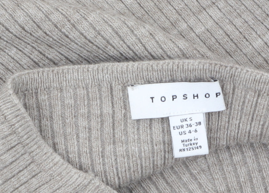 Topshop Women’s Beige Ribbed Knit Sweetheart Strapless Tank Top S