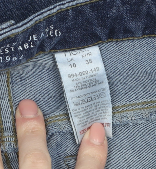 Brand and care label for Next Women Blue, size 10, Skinny Stretch Denim Jeans