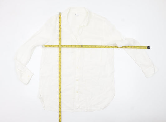 GAP Women's White Cotton Button-Up Shirt Long Sleeve L Relaxed Fit