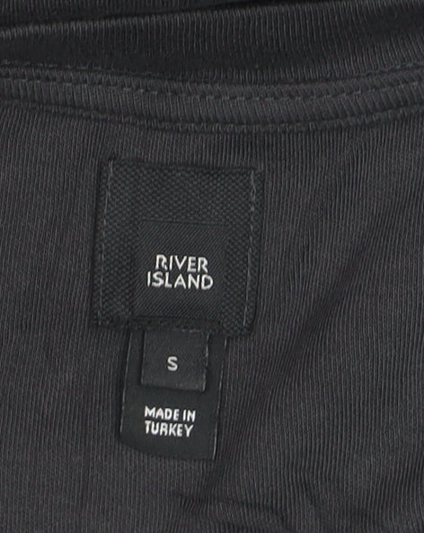 Additional view of River Island Men's Black Colourblock Crew Neck T-Shirt, size S