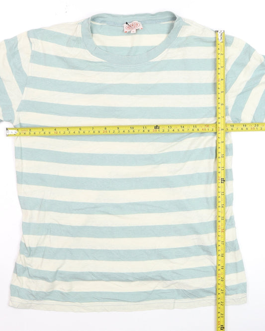 Armor Lux Men Blue Striped Nautical Cotton Crew Neck T-Shirt M