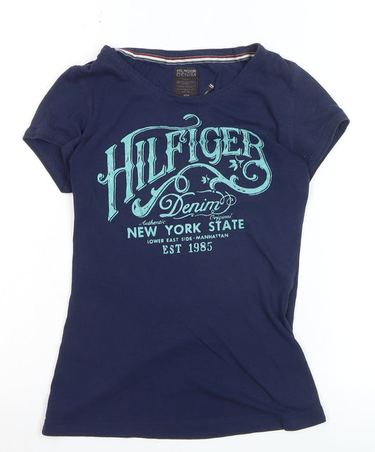 Additional front view of Tommy Hilfiger Women's Blue Small Classic T-Shirt