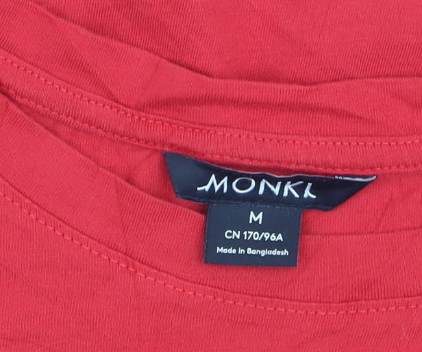 Additional view of Monki women’s red cropped t-shirt medium cotton crew neck casual