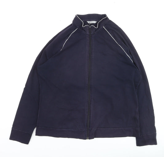 Marks and Spencer Women's Blue Size 20 Track Jacket Full Zip Cotton Blend