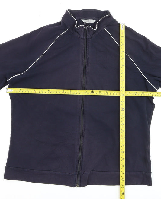 Marks and Spencer Women's Blue Size 20 Track Jacket Full Zip Cotton Blend