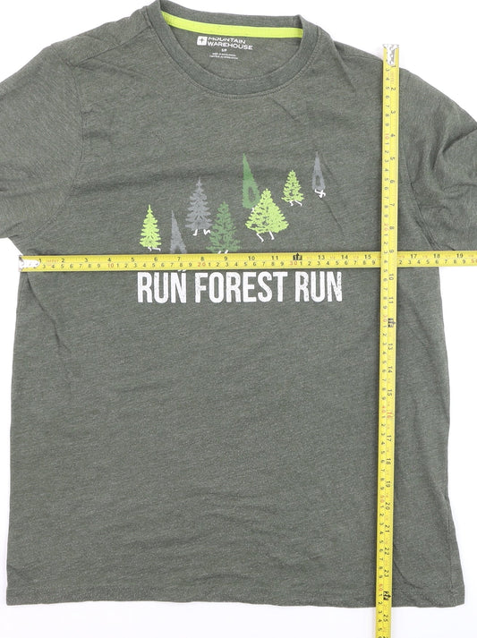Mountain Warehouse Men’s Green Graphic T-Shirt Size S 'Run Forest Run'