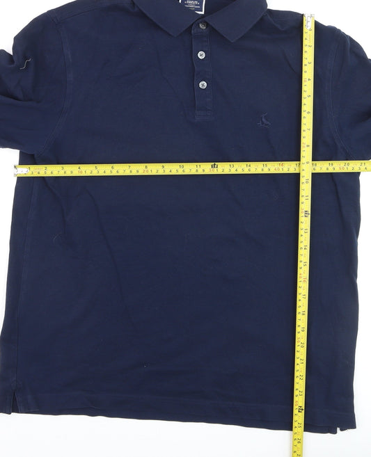 Charles Tyrwhitt Men's Navy Long Sleeve Cotton Polo Shirt Medium