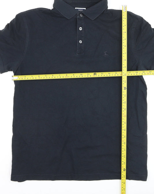 Charles Tyrwhitt Men's Black Polo Shirt Medium Short Sleeve Cotton Blend