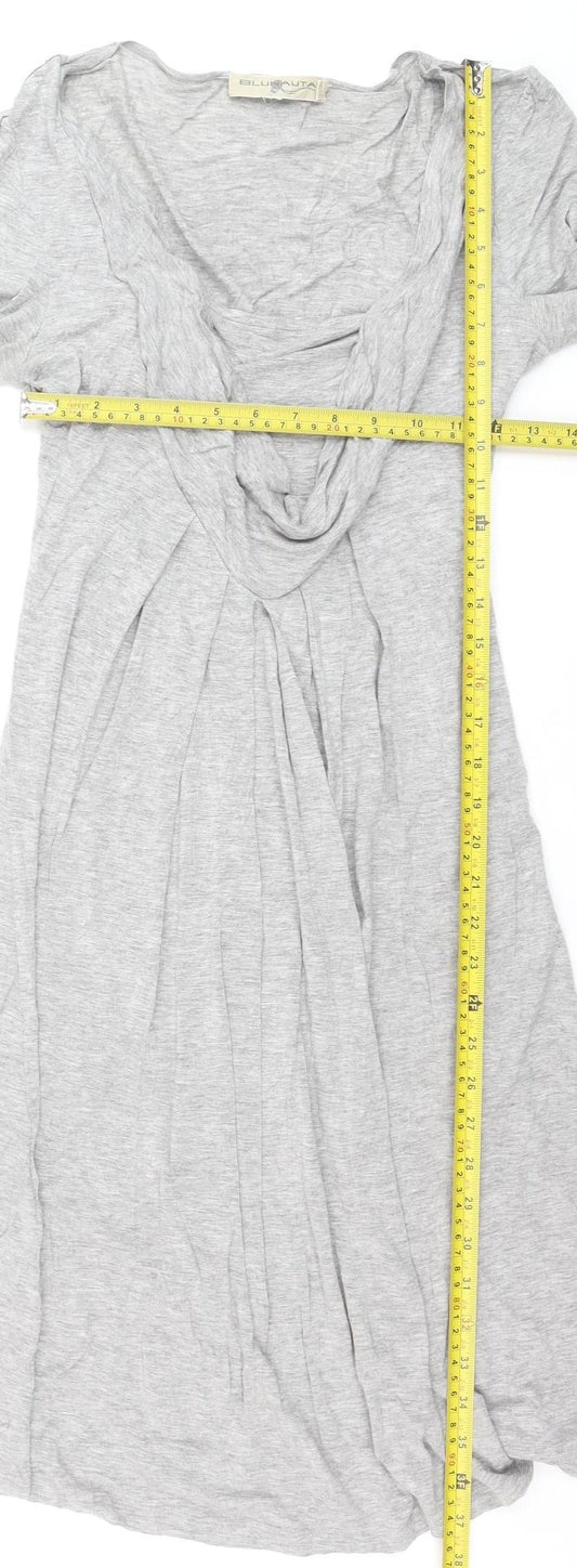 Blunauta Women Grey XS Long Sleeve Cowl Neck Shift Dress
