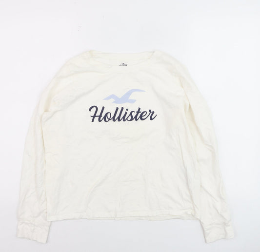 Hollister Boys White Cotton Long Sleeve Pyjama Top M