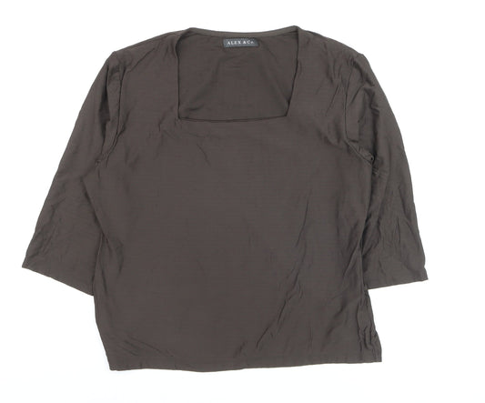 ALEX & Co. Women Brown Square Neck 3/4 Sleeve Blouse Size 16