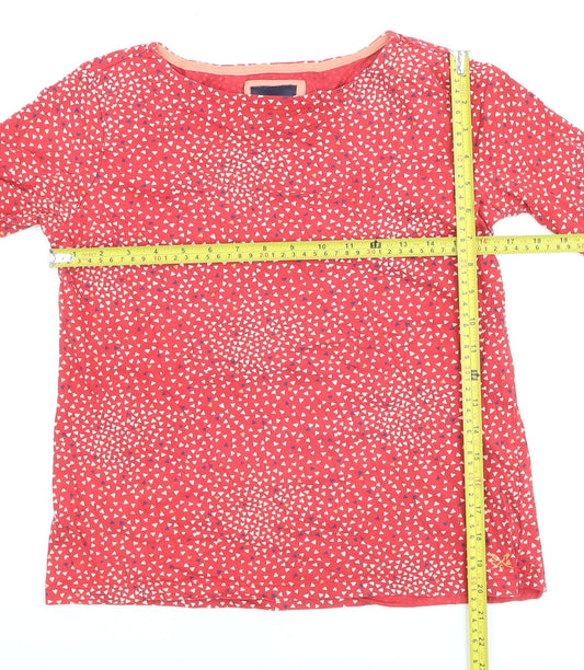 Crew Clothing Women’s Red Geometric Cotton Long Sleeve Blouse Size 8