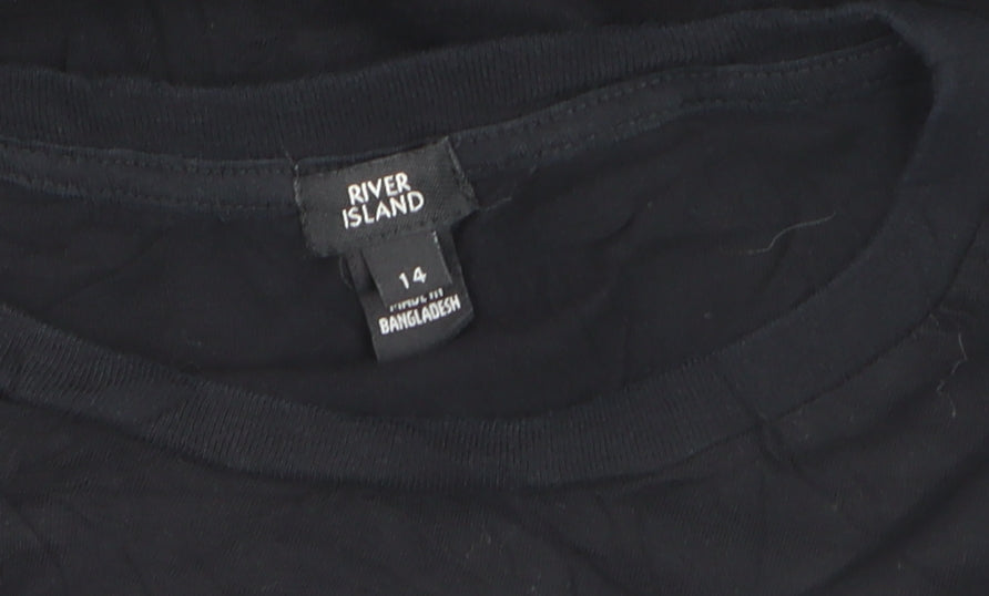 River Island Unisex Black LA Mode Graphic Cotton T-Shirt L